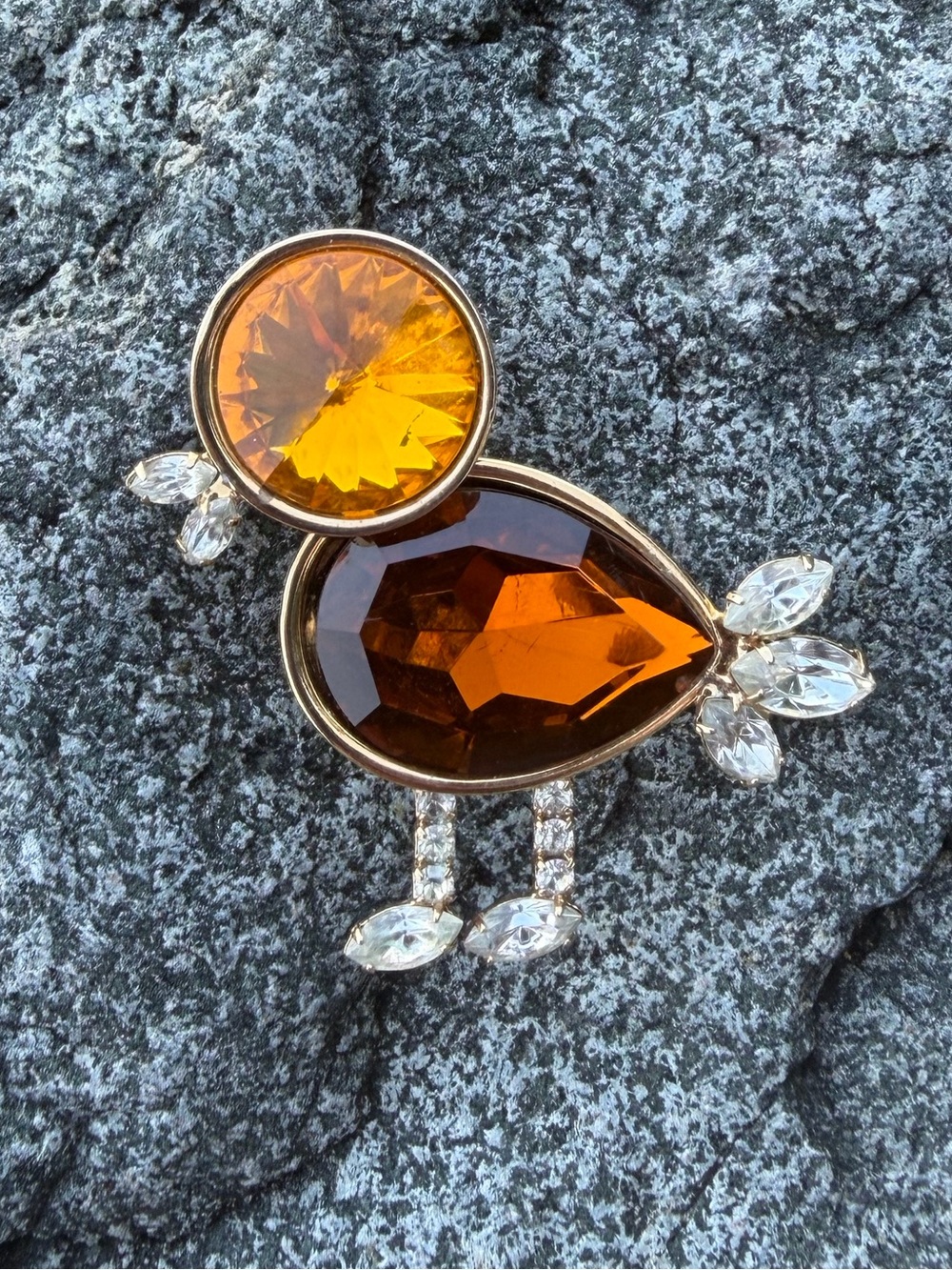 Vintage Austrian Crystal Rivoli Bird Crystal Brooch Topaz Glass